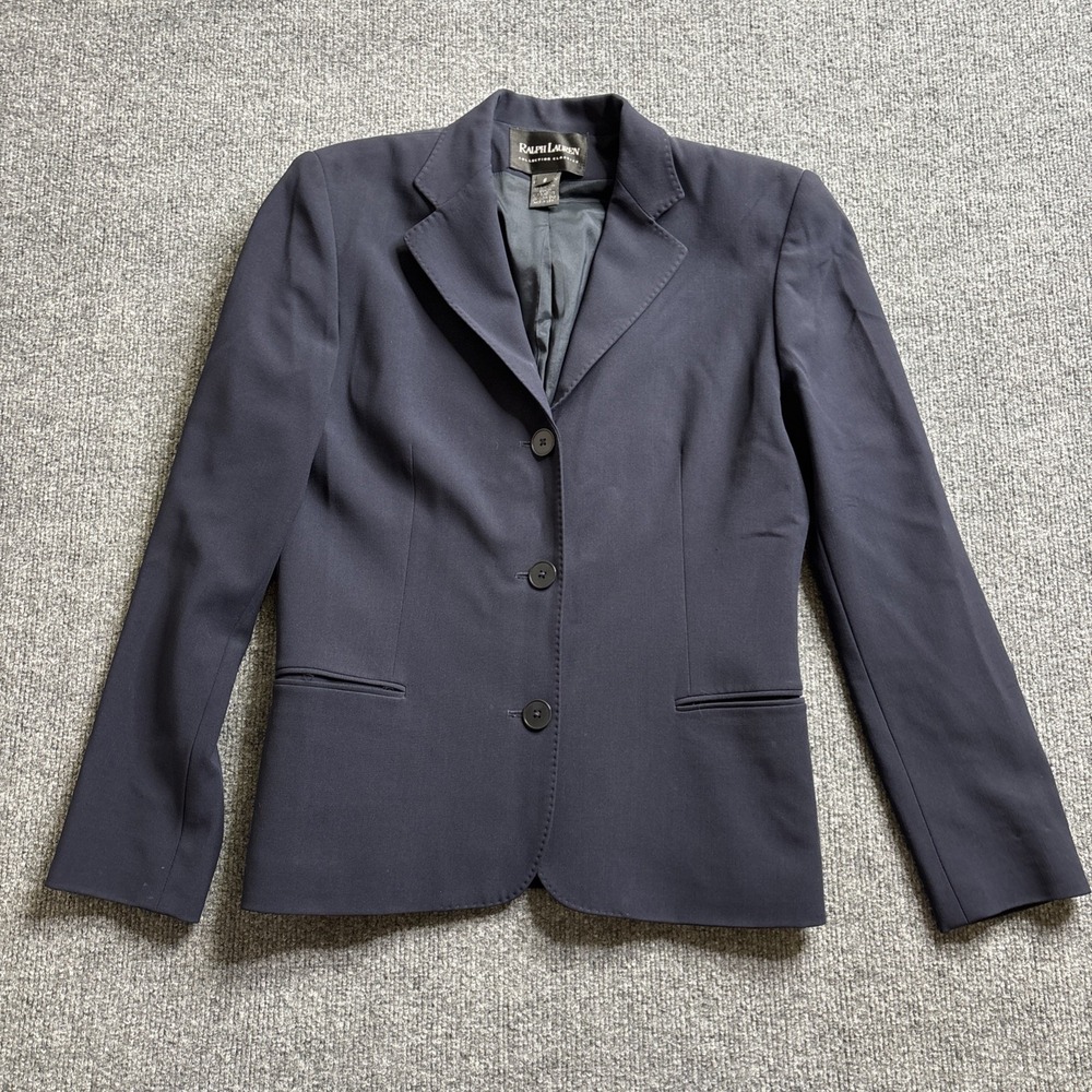 Ralph Lauren Collection Classics Wool Blazer Jacket Women's Size 6 USA Blue